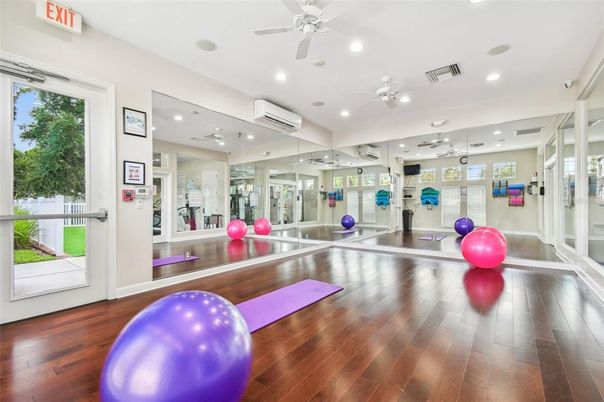 Fitness Equipment, Interior, Recessed Lighting, Wood Texture Flooring