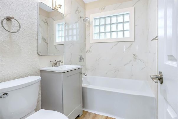 Bathroom, Interior, Marble Walls, Wood Texture Flooring