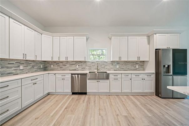 Interior, Kitchen, Stainless Steel Appliances, Wood Texture Flooring