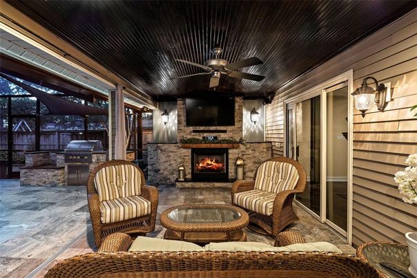 Exterior, Fireplace, Sun Room