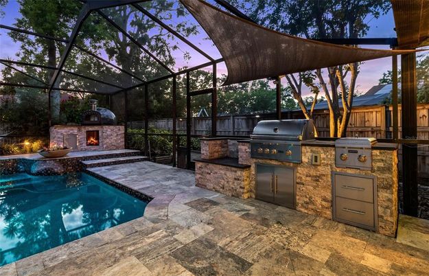 Fireplace, Glass Ceilings, Interior, Pool, Sun Room
