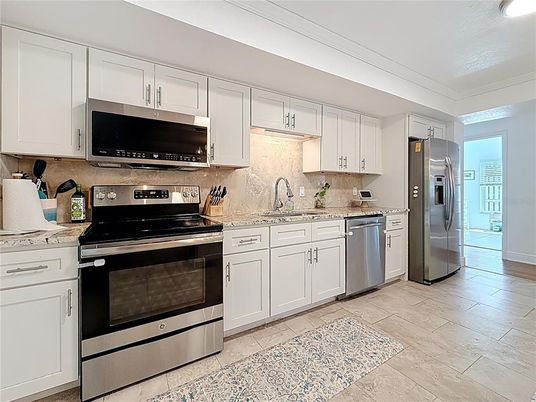 Interior, Kitchen, Stainless Steel Appliances, Wood Texture Flooring