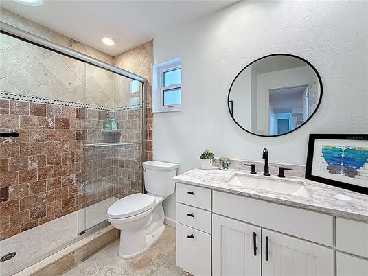 Bathroom, Glass Shower, Interior, Recessed Lighting