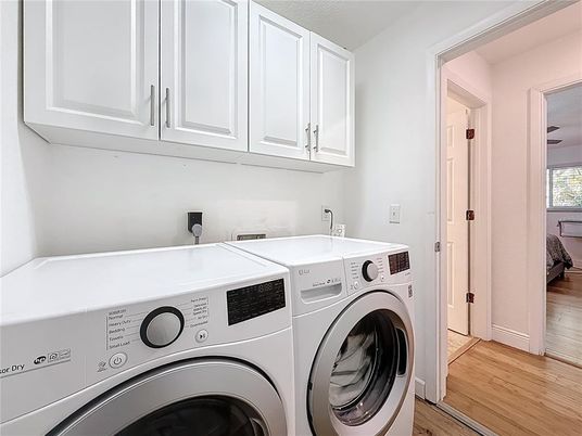 Interior, Washer, Wood Texture Flooring