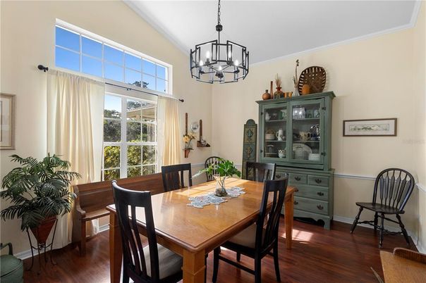 Chandelier, Dining room, Interior, Pendant Lights, Wood Texture Flooring