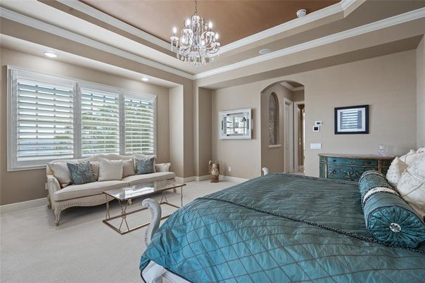Bedroom, Chandelier, Interior, Recessed Lighting
