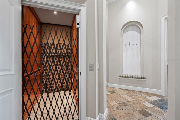 Elevator, Interior, Recessed Lighting, Wine Storage