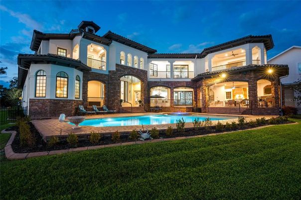 Backyard, Exterior, Facade, Pool, Mediterranean