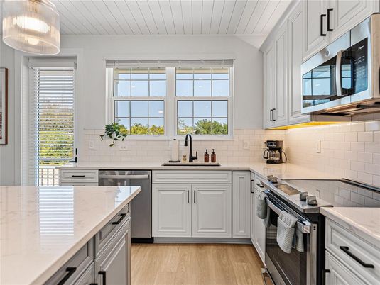 Interior, Kitchen, Stainless Steel Appliances, Wood Texture Flooring