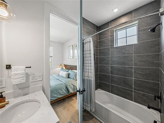 Bathroom, Bedroom, Interior, Recessed Lighting, Wood Texture Flooring