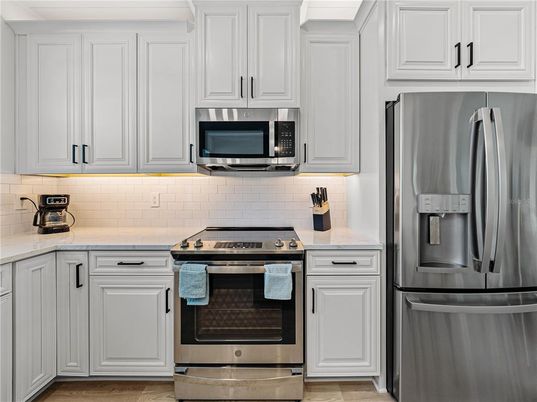 Interior, Kitchen, Stainless Steel Appliances, Wood Texture Flooring