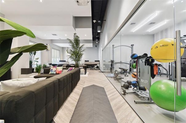 Fitness Equipment, Interior, Recessed Lighting, Wood Texture Flooring