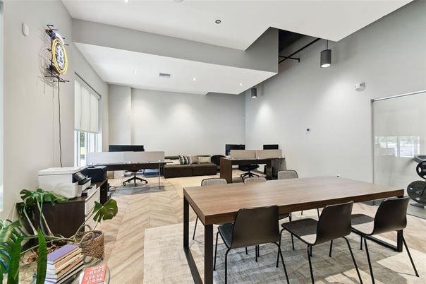 Dining room, Interior, Living room, Pendant Lights, Recessed Lighting, Wood Texture Flooring