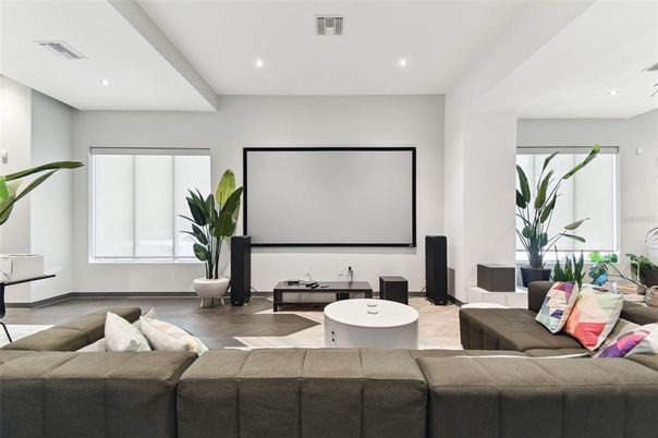 Interior, Living room, Projection Screen, Recessed Lighting