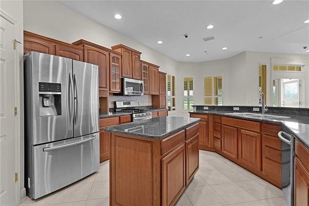 Interior, Kitchen, Recessed Lighting, Stainless Steel Appliances, Tile Countertops