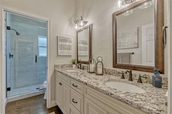 Bathroom, Dual Sink Vanities, Glass Shower, Interior