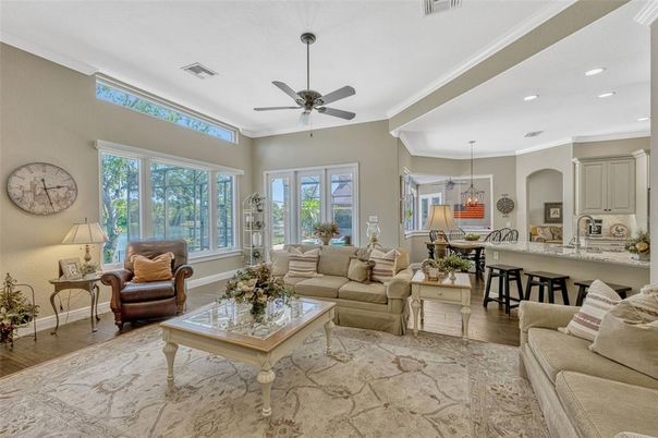 Dining room, Interior, Kitchen, Living room, Pendant Lights, Recessed Lighting, Wood Texture Flooring