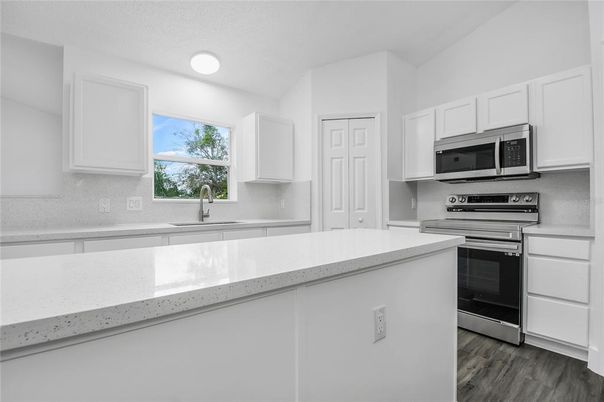 Interior, Kitchen, Stainless Steel Appliances, Wood Texture Flooring