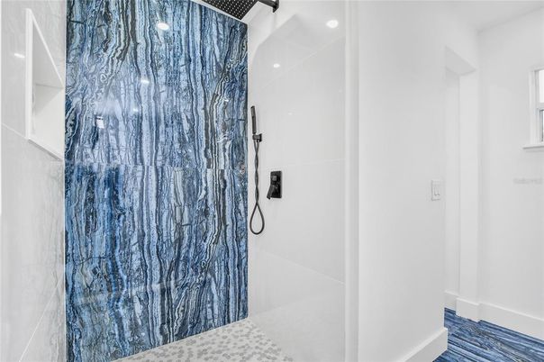 Bathroom, Interior, Recessed Lighting, Wood Texture Flooring