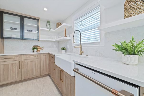 Interior, Kitchen, Recessed Lighting, Wood Texture Flooring