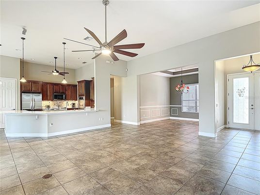 Chandelier, Interior, Kitchen, Pendant Lights, Stainless Steel Appliances