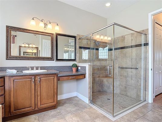 Bathroom, Glass Shower, Interior, Recessed Lighting