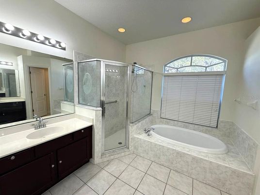 Bathroom, Dual Sink Vanities, Glass Shower, Interior, Recessed Lighting