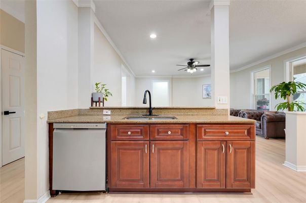 Interior, Kitchen, Recessed Lighting, Wood Texture Flooring