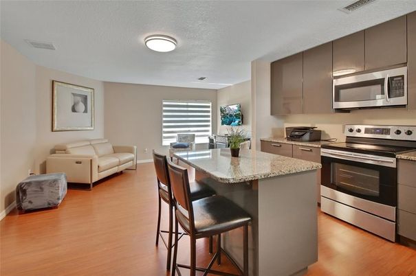 Interior, Kitchen, Stainless Steel Appliances, Wood Texture Flooring