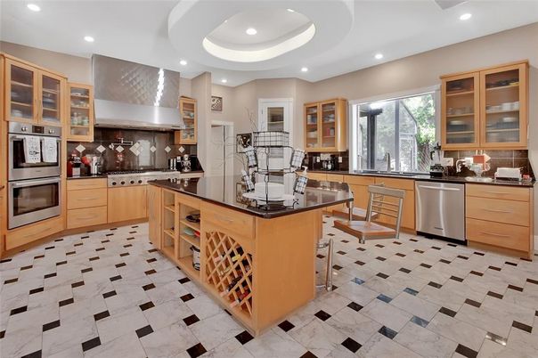 Interior, Kitchen, Marble, Recessed Lighting, Stainless Steel Appliances