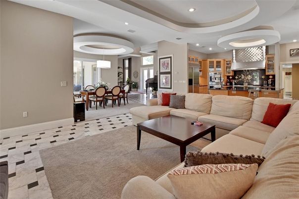 Dining room, Interior, Kitchen, Living room, Pendant Lights, Recessed Lighting