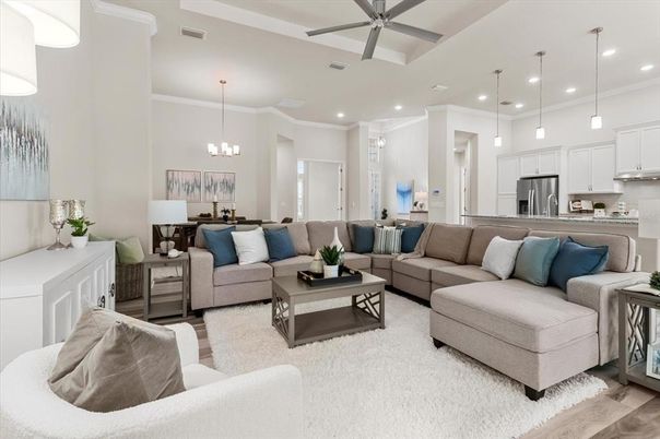 Interior, Kitchen, Living room, Pendant Lights, Recessed Lighting, Stainless Steel Appliances, Wood Texture Flooring
