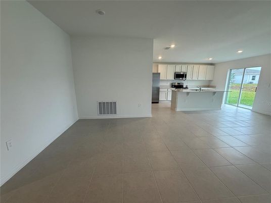 Empty room, Interior, Kitchen, Recessed Lighting, Stainless Steel Appliances