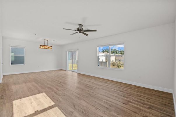 Empty room, Interior, Pendant Lights, Wood Texture Flooring