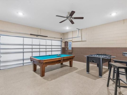 Billiard Table, Game Room, Interior, Recessed Lighting