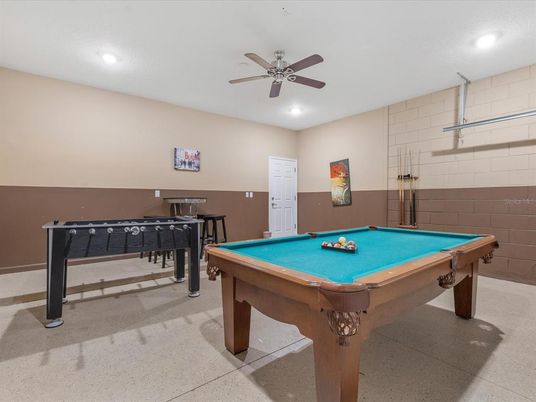 Billiard Table, Game Room, Interior, Recessed Lighting