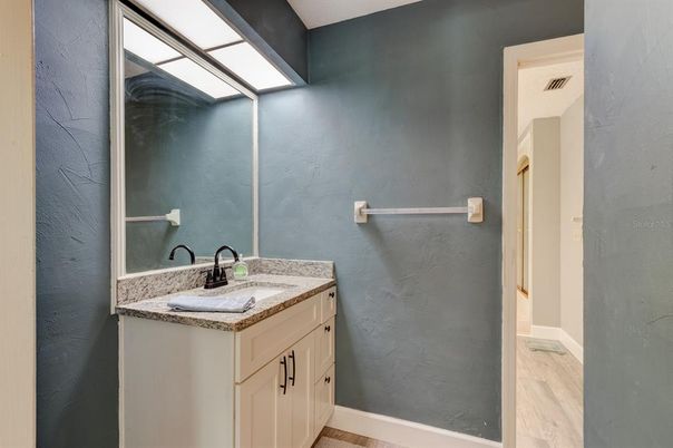 Bathroom, Interior, Recessed Lighting, Wood Texture Flooring