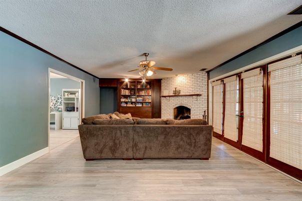 Fireplace, Interior, Living room, Stone Walls, Wood Texture Flooring