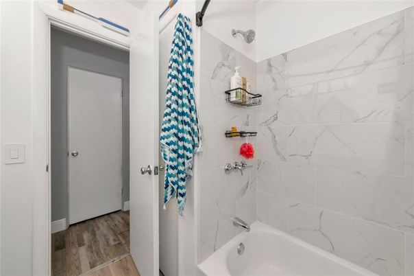 Bathroom, Interior, Marble Walls, Wood Texture Flooring