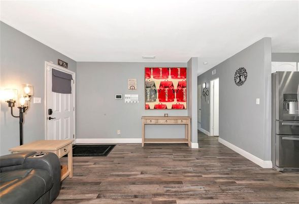 Interior, Kitchen, Stainless Steel Appliances, Wood Texture Flooring