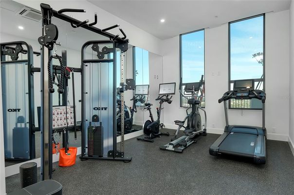 Fitness Equipment, Gym, Interior, Recessed Lighting