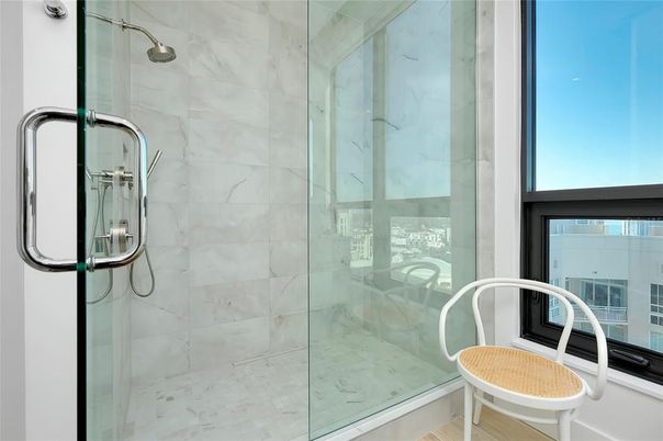Bathroom, Glass Shower, Interior, Marble Walls