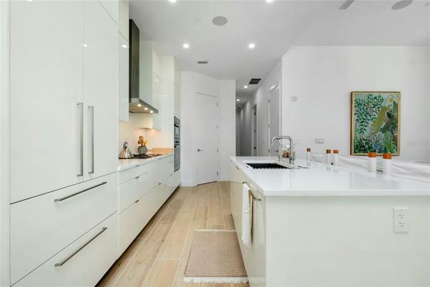 Interior, Kitchen, Recessed Lighting, Wood Texture Flooring