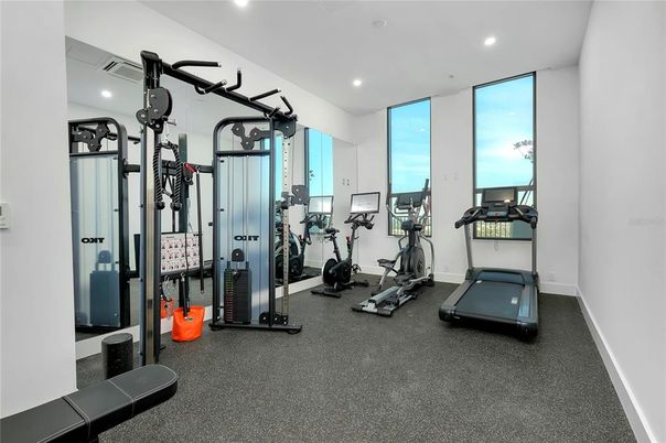 Fitness Equipment, Gym, Interior, Recessed Lighting