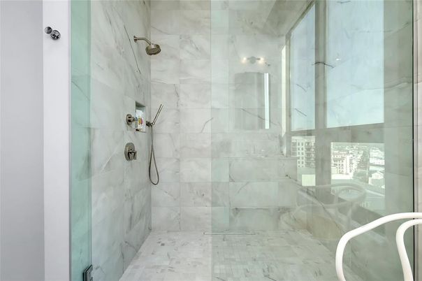 Bathroom, Glass Shower, Interior, Marble, Marble Walls