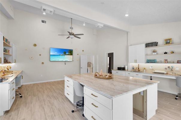 Interior, Kitchen, Recessed Lighting, Wood Texture Flooring