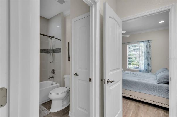 Bathroom, Bedroom, Interior, Recessed Lighting, Wood Texture Flooring