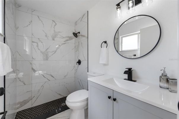 Bathroom, Glass Shower, Interior, Marble Walls
