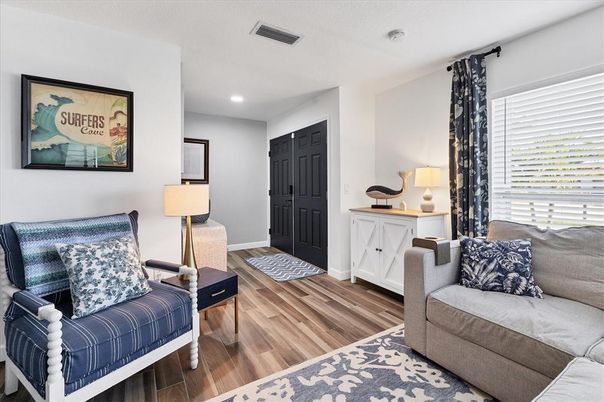 Interior, Living room, Recessed Lighting, Wood Texture Flooring