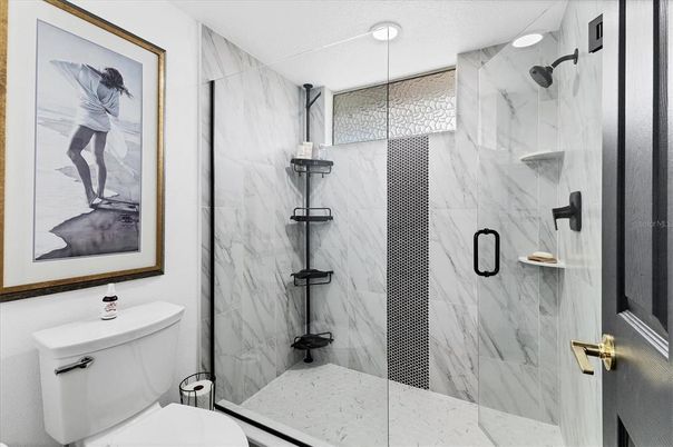 Bathroom, Glass Shower, Interior, Marble Walls